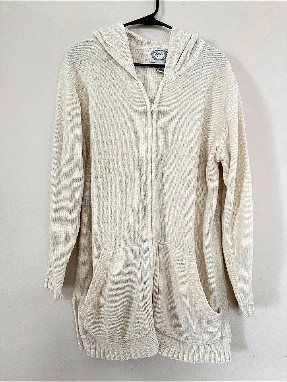 Soft Surroundings Cream Hooded Knit Sweater